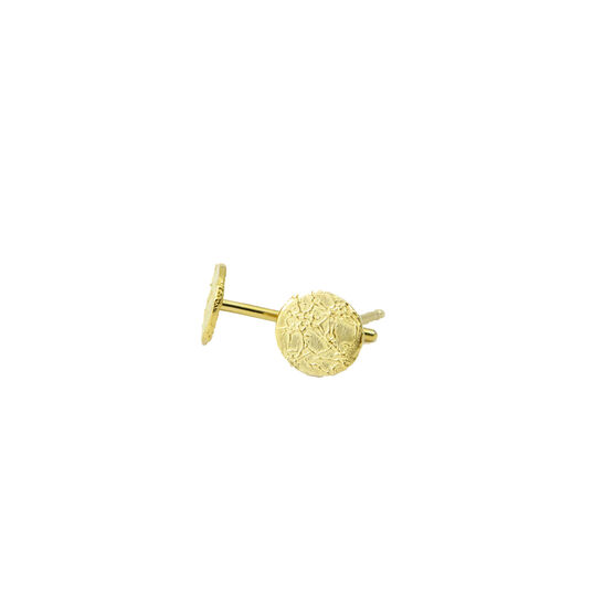 Gold textured disc earrings